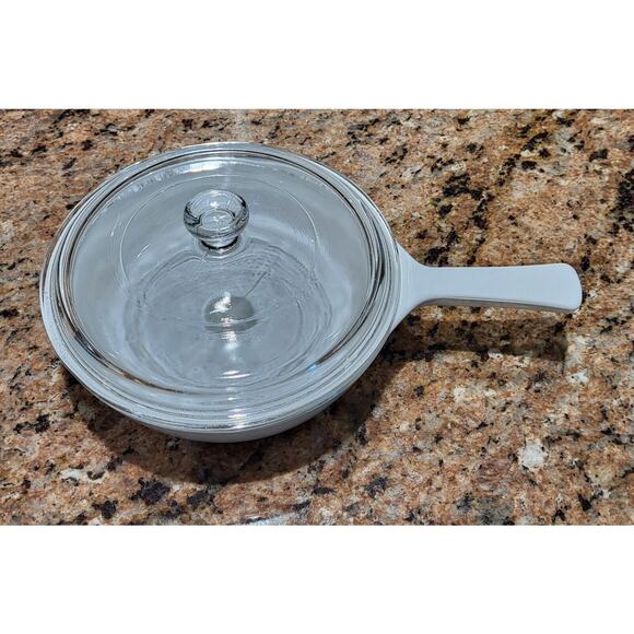 Corning Ware MW-83-B Microwave Browning Dish Skillet Pan W/Pyrex Lid Solid White - Picture 4 of 15